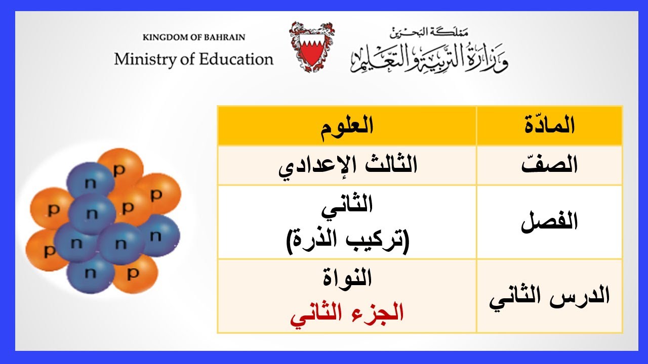 علوم  الصف الثالث الأعدادي  النواة   الجزء الثاني