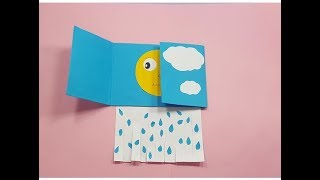طريقة صنع بطاقة الاحوال الجوية لتعليم الطفل تغيرات الطقس فكرة سهلة جدا اعمال يدوية