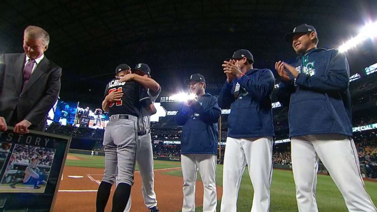 MIASEA Mariners celebrate Ichiro prior to the game YouTube