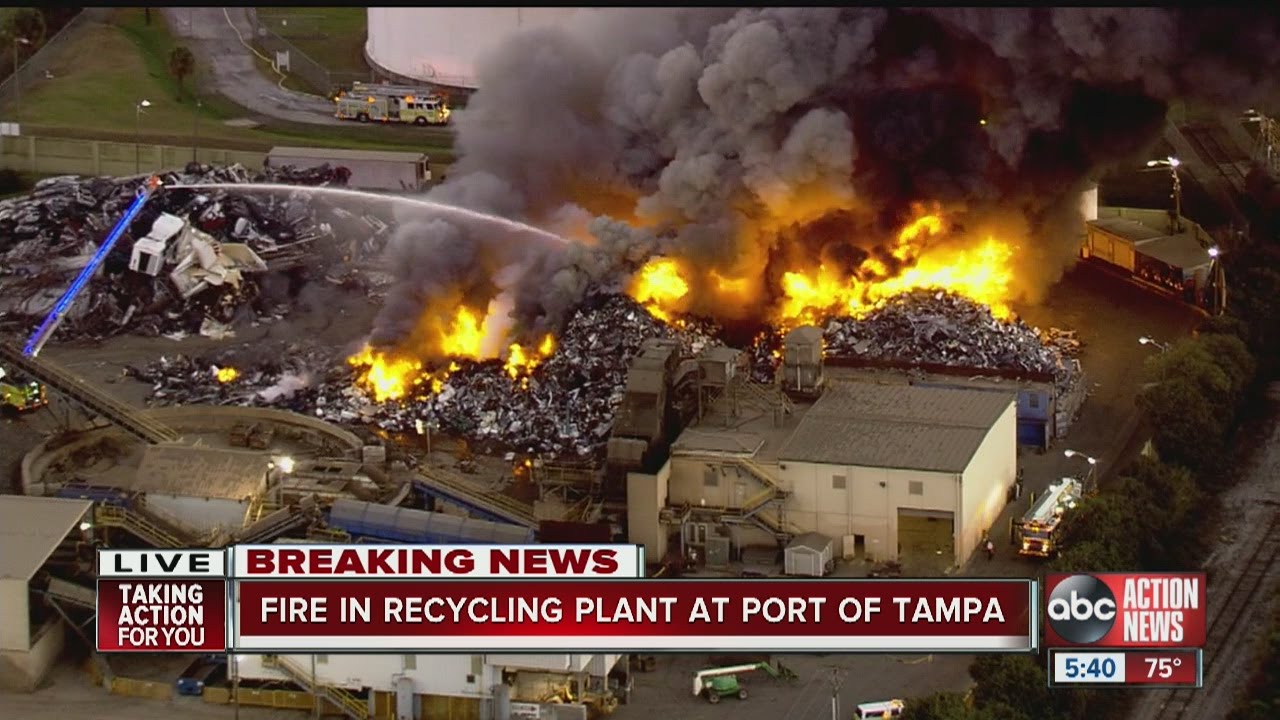 Large Fire Burning At Trademark Metals And Recycling Near Port Of