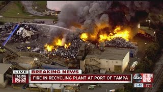 Large fire burning at Trademark Metals and Recycling near Port of Tampa