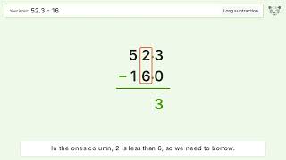 Long Subtraction Problem 52.3-16: Step-by-Step Video Solution