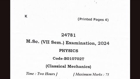 Msc physics1st semester(classical mechanics) question paper #questionpaper #physics#vbspuuniversity 
