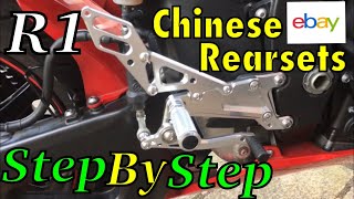 Chinese adjustable rearsets installation R1 full step by step