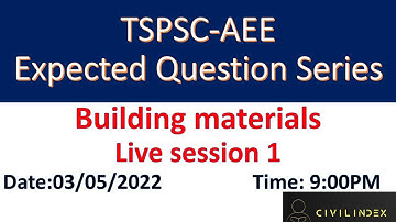 Building Materials- session 1 I TSPSC I AEEICIVIL ENGINEERINGIExpected question seriesI #tspsc #som