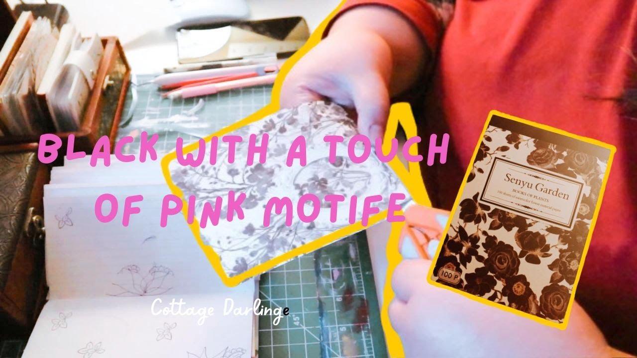 black-with-touch-of-pink-theme-floral-filled-frame-diy-contrast-color