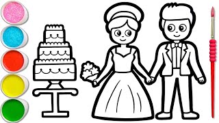 Drawing, Painting and Coloring Bride and Groom for Kids and Toddlers | Easy Drawing