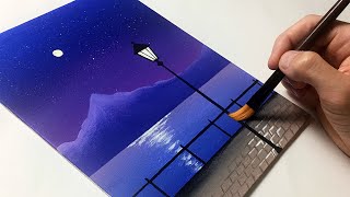 How to Paint an Easy Lakeside Night | Acrylic Painting for Beginners Step by Step by Arter 3,829 views 1 month ago 11 minutes, 47 seconds