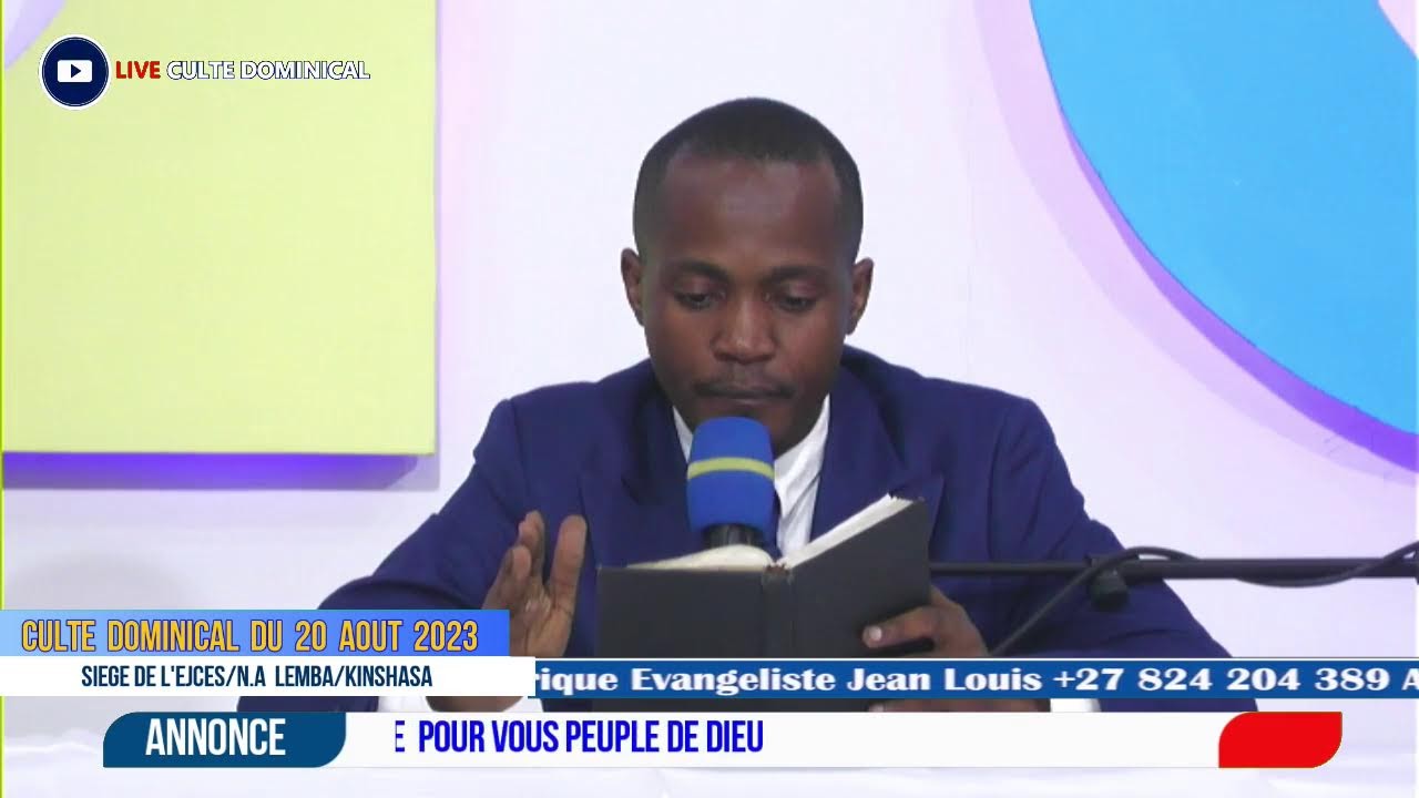 CULTE DOMINICAL DU 20 AOUT 2023 AU SIÈGE DE L'EJCES N.A AVEC  GROUPE LES ANGES