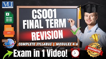 CS001 Final Term Revision | Full Syllabus in 1 Video | Virtual University Exam Prep| Zero  semester