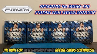 TEAL ICE WEMBANYAMA!! Opening 4x 2023-24 PRIZM NBA MEGA BOXES to hunt for VICTOR WEMBANYAMA ROOKIES!