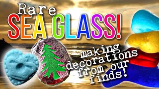 Beachcombing for rare sea glass in North England and making festive decorations from our finds!