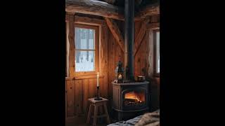 Cozy Winter Cabin Bedroom ❄️ Rustic Loft with Fireplace &amp; Snow View#shorts  #cabinbliss #home