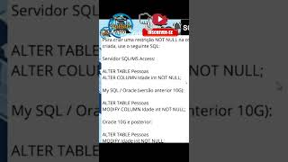 16  SQL RESTRIÇÕES NOT NULL ALTER TABLE