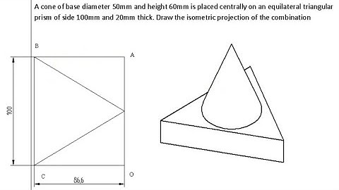 Isometric projection Problem No 48 Engineering drawing, Isometric Computer Aided engineering drawing