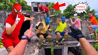 Be Quiet! Spider-Man Bros Hiding From ZOMBIE On The Roof ( Action Story )