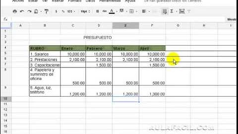 Función suma/Hojas de Cálculo Google Docs/AulaFacil.com