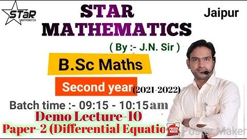 Demo Lecture-10/ B.Sc.Part-2/paper-2 DIFFERENTIAL EQUATION/maths by j.n.sir iit-jam m.sc.  CLASSES