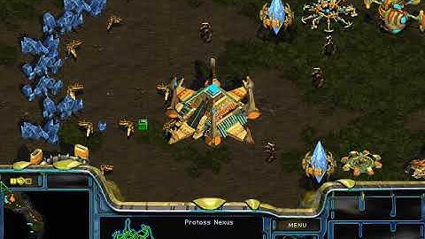 StarCraft: Brood War - 1 Protoss vs 1 Terran ( 1 Computer vs 1 Computer ) - Warp Gates map