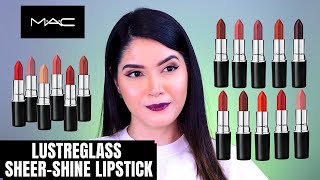 Lustregl New Mac Sheer-Shine Lipstick Full Collection Lip Swatches 16 Shades