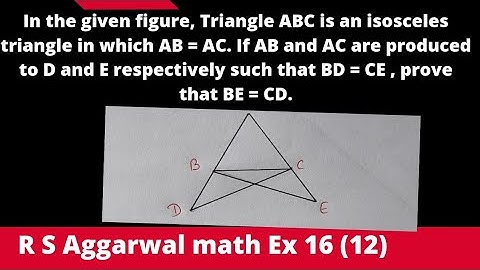 In the given figure,  Triangle ABC is an isosceles triangle in which AB = AC. If AB and AC are.....