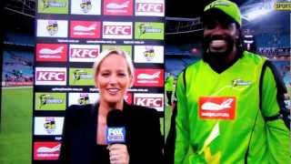 Chris Gayle working his magic with the Fox Sports ladies