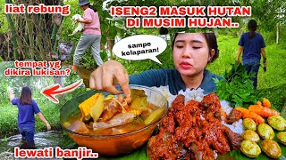 KELILING HUTAN LANJUT MAKAN RENDANG ATI AMPELA SAYUR ASEM LALAPAN MENTAH JENGKOL MUDA KUNYIT KENIKIR