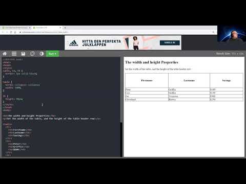w3schools css table size go through lesson