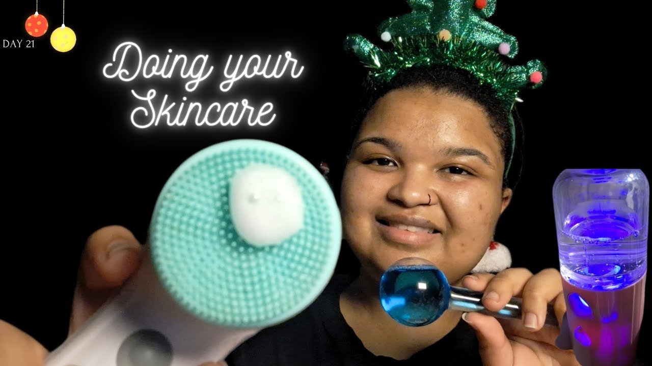 🎄ASMR🎄REAL RELAXING FACIAL AND SKINCARE WITH LAYERED SOUNDS✨DAY 21✨