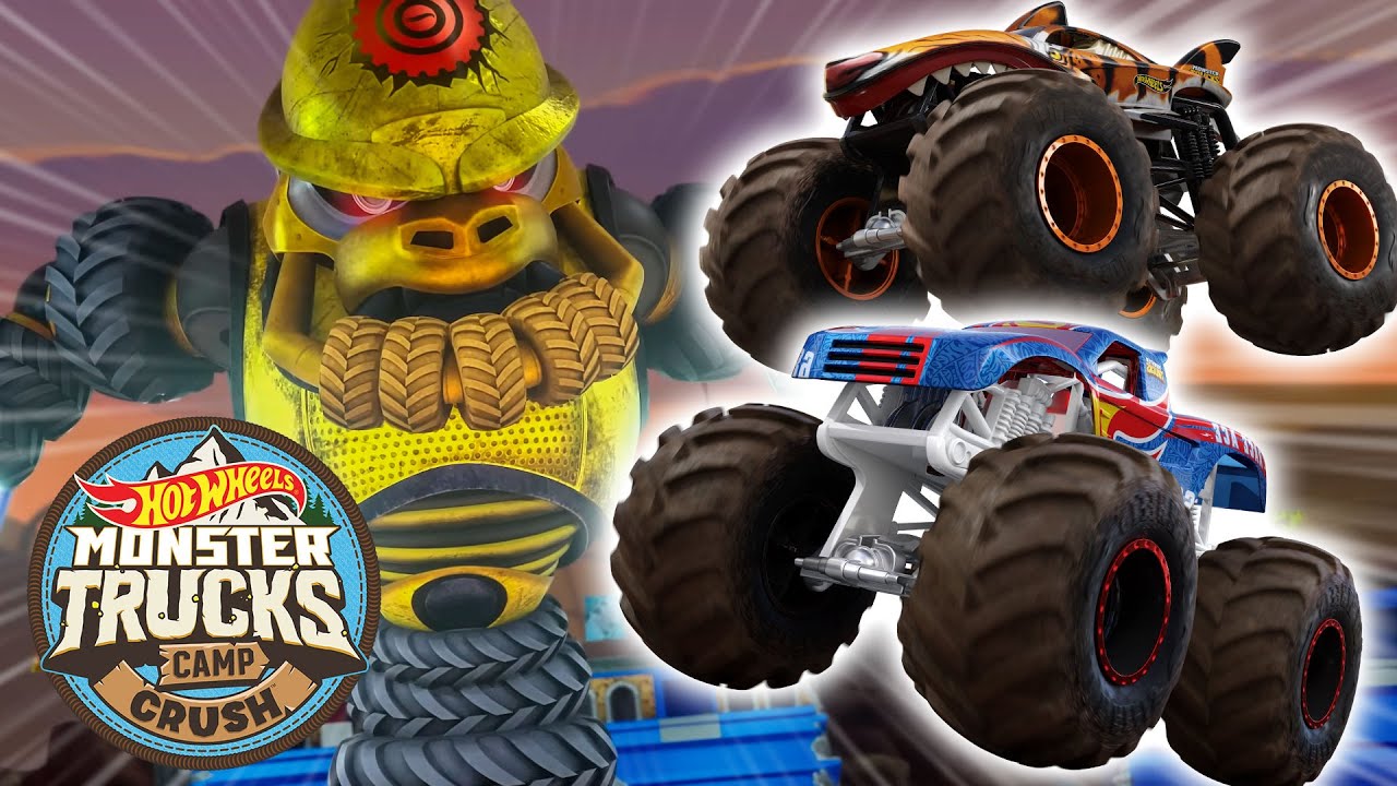 Hot Wheels Monster Trucks vs Crushzilla! 😱 - Monster Truck Videos