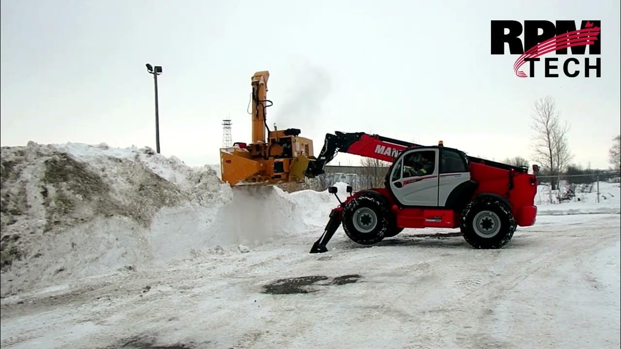 Telehandler snow removal operation with snow blower attachment RPM