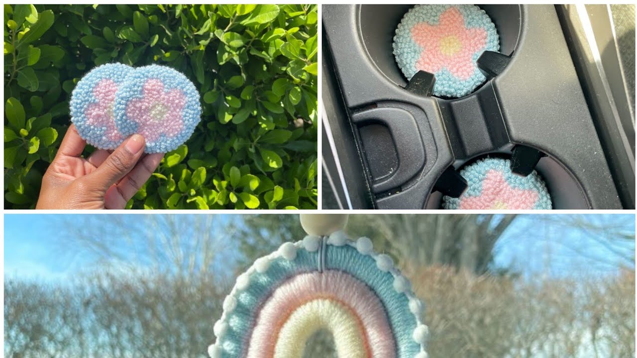 طريقه عمل كوستر لسفرتك او للعربيه بابره punch  Needle 🪡 ( part 1)