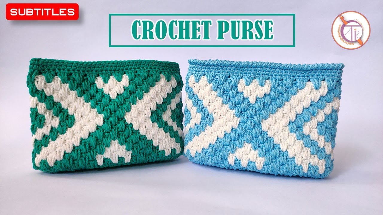 TUTORIAL DOMPET RAJUT MOTIF TERBARU MODEL MODERN || CROCHET POUCH ...