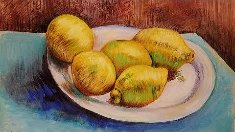 Van Gogh "Lemons on a Plate" Acrylic Painting Tuto...