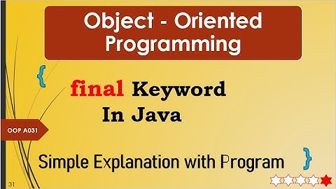 Final Keyword in Java | Simple Explanation with Program