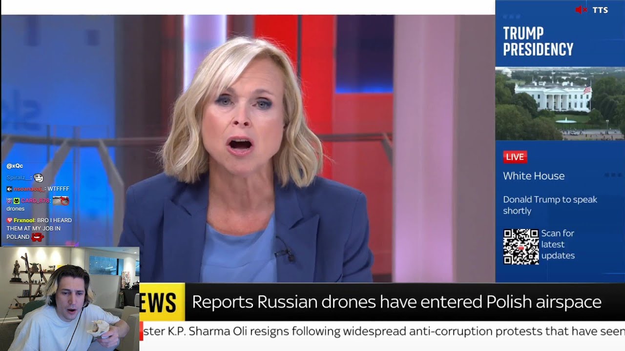 xQc Reacts to Reports of Russian Drones have Entered Polish Airspace