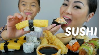 Download Lagu SUSHI Cones, 911 Roll, Shrimp Tempura \u0026 Tamago Nigiri Mukbang | N.E Let's Eat MP3