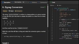 #6 Zigzag Conversion LeetCode problem solving  #coding #leetcode #algorithms #programming #dev