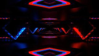 Écran de Veille 4K - Tunnel Infini avec Carrés Néon Rouges et Bleus (Sans Son)