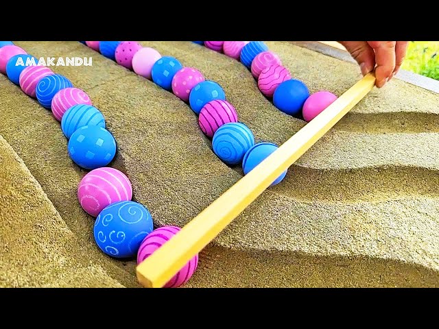 Marble Run in Beach  Sand & Wooden Boxes Amakandu ASMR 02 class=