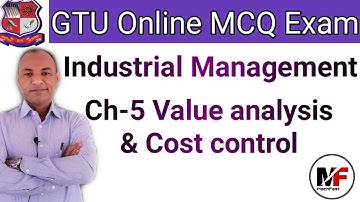 GTU Online MCQ Exam| Industrial Management| Ch-5 Value analysis & Cost control| MCQs