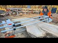 Experience the Thrill of Chainsaw Milling: Watch as Sawmill Turns Raw Logs into Stunning Slabs!