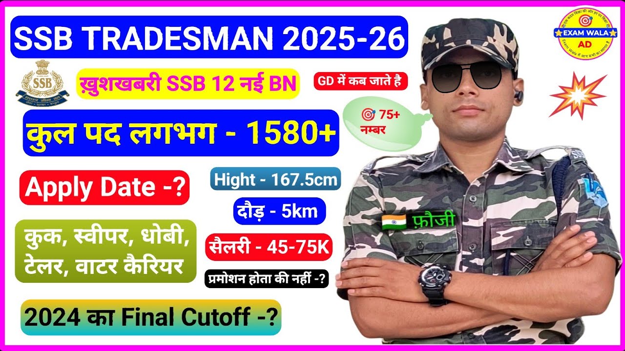 ssb tradesman new vacancy 2025 🎯 | SSB TRADESMAN NEW VACANCY 2025-26 | पद -1500+ नोटिफिकेशन Out | 