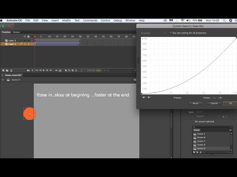 How to animate using ease In using Adobe Animate CC 2017