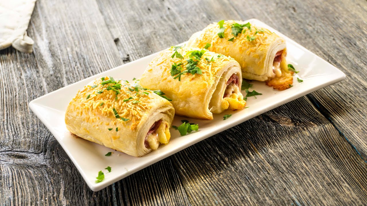 Salami and Mozzarella Puff Pastry Rollups Recipe YouTube