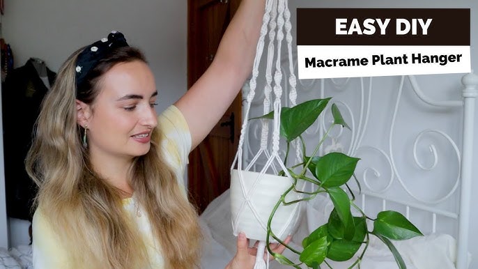 Easy macrame plant hanger using supplies from this  beginner macrame  kit 