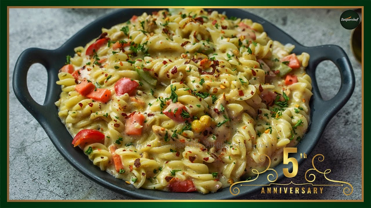 Cheesy White Sauce Pasta Recipe by SooperChef