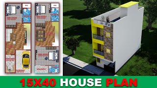 15 x 40 sqft house plan II 15 x 40 ghar ka naksha II 600 sqft house plan