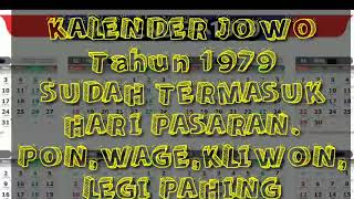 Information KALENDER TAHUN 1979 DENGAN HARI PASARANNYA Update