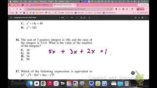 Preparing for the ACT 2025-2026 - Practice Test 1 - Question 16